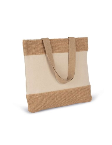 KIM-KI0294-SHOPPING BAG IN COTTON AND WOVEN JUTE THREADS
